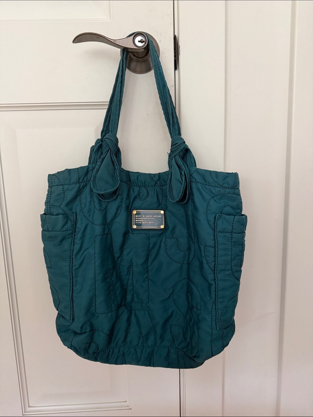 Marc by Marc Jacobs Teal Quilted Tote with Knotted Straps